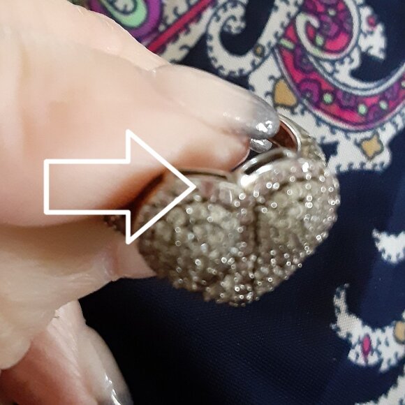 CZ Puffed Heart Ring with contrasting Peace sign - Picture 3 of 3